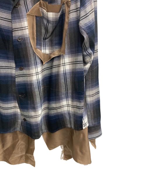 sulvam（サルバム）sulvam (サルバム) SHORT OPEN COLLAR SHIRTS ネイビー×ホワイト×ブラウン サイズ:Mの古着・服飾アイテム