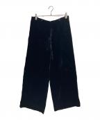 Y'sワイズ）の古着「ベルベットワイドパンツ」｜ブラック