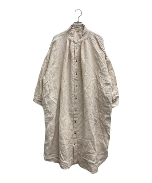 nest Robe（ネストローブ）nest Robe (ネストローブ) リネンロングチュニックシャツ ワイドワンピース ベージュ サイズ:FREEの古着・服飾アイテム