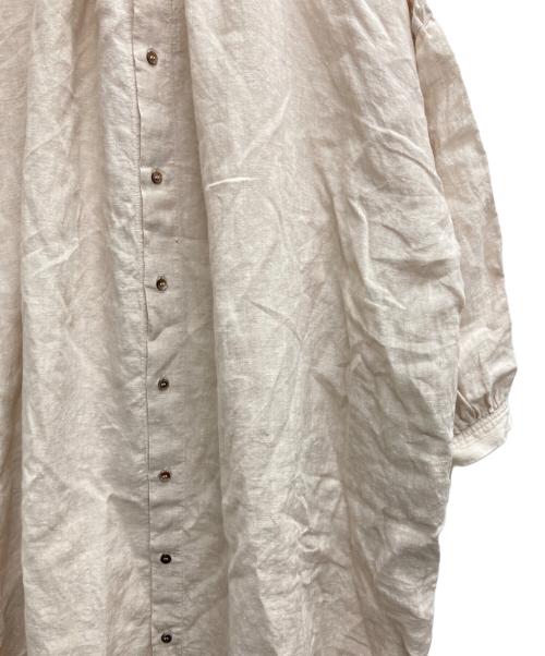 nest Robe（ネストローブ）nest Robe (ネストローブ) リネンロングチュニックシャツ ワイドワンピース ベージュ サイズ:FREEの古着・服飾アイテム