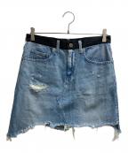 OUT OF FRAMEアウトオブフレーム）の古着「デニムドッキングミニスカート」｜ブルー