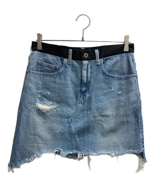 OUT OF FRAME（アウトオブフレーム）OUT OF FRAME (アウトオブフレーム) デニムドッキングミニスカート ブルー サイズ:38の古着・服飾アイテム