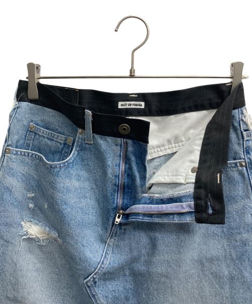 OUT OF FRAME（アウトオブフレーム）OUT OF FRAME (アウトオブフレーム) デニムドッキングミニスカート ブルー サイズ:38の古着・服飾アイテム