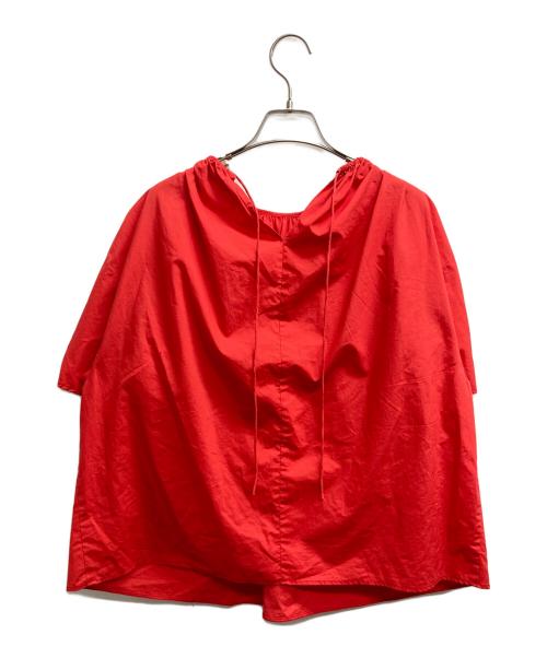 BALLSEY（ボールジィ）BALLSEY (ボールジィ) プロセスドコットン ギャザーブラウス レッド サイズ:36の古着・服飾アイテム