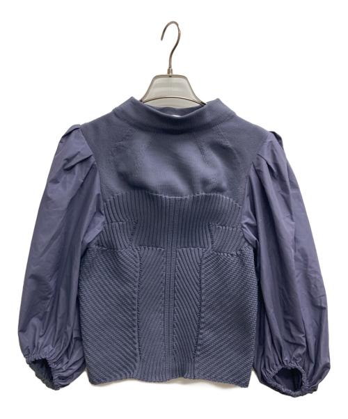 FRAY ID（フレイ アイディー）FRAY ID (フレイ アイディー) タフタスリーブホールガーメントニット ブルー サイズ:ONE　SIZEの古着・服飾アイテム
