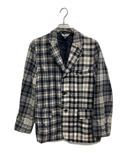 BLACK COMME des GARCONS（ブラックコムデギャルソン）BLACK COMME des GARCONS (ブラックコムデギャルソン) チェックテーラードジャケット グレー サイズ:Mの古着・服飾アイテム