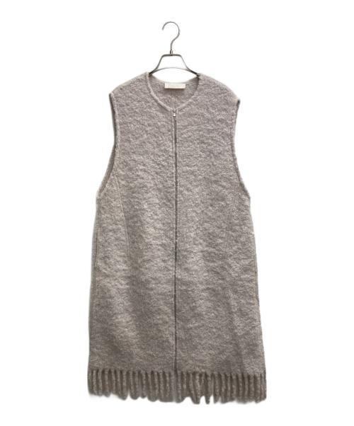 BALLSEY（ボールジィ）BALLSEY (ボールジィ) アルパカループフリンジ ロングジレ ライトピンク サイズ:36の古着・服飾アイテム