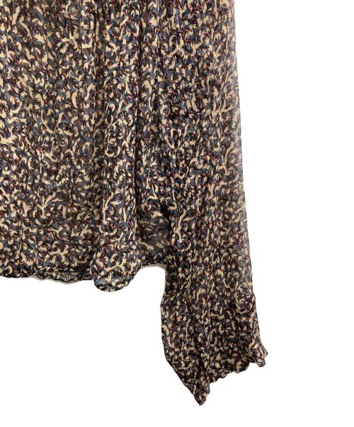 SOULEIADO（ソレイアード）SOULEIADO (ソレイアード) シルクプリント ネックフリルブラウス ブラック サイズ:6の古着・服飾アイテム