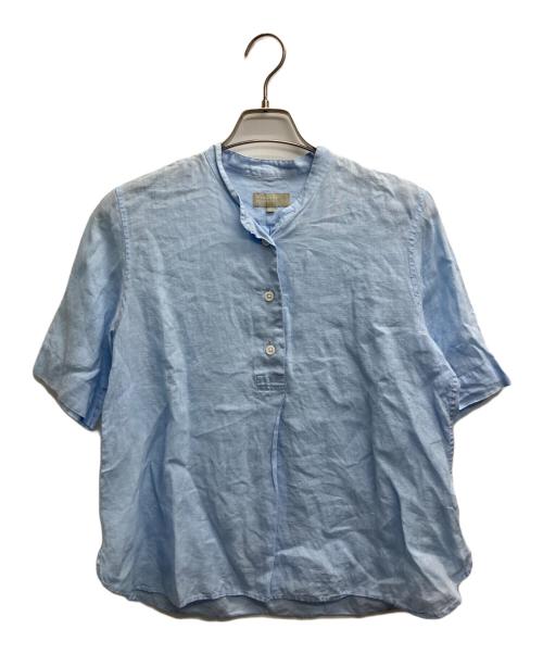 MARGARET HOWELL（マーガレットハウエル）MARGARET HOWELL (マーガレットハウエル) SOFT LINEN ノーカラープルオーバーシャツ ブルー サイズ:2の古着・服飾アイテム