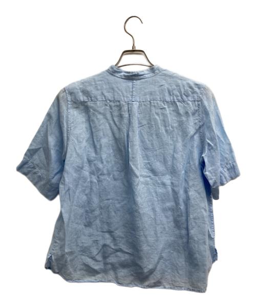 MARGARET HOWELL（マーガレットハウエル）MARGARET HOWELL (マーガレットハウエル) SOFT LINEN ノーカラープルオーバーシャツ ブルー サイズ:2の古着・服飾アイテム