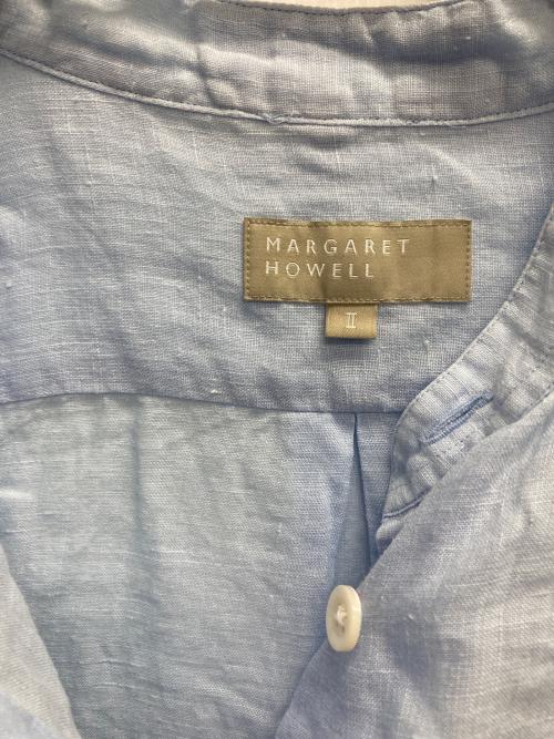 MARGARET HOWELL（マーガレットハウエル）MARGARET HOWELL (マーガレットハウエル) SOFT LINEN ノーカラープルオーバーシャツ ブルー サイズ:2の古着・服飾アイテム