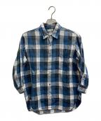 MARGARET HOWELLマーガレットハウエル）の古着「リネンチェックシャツ」｜ネイビー