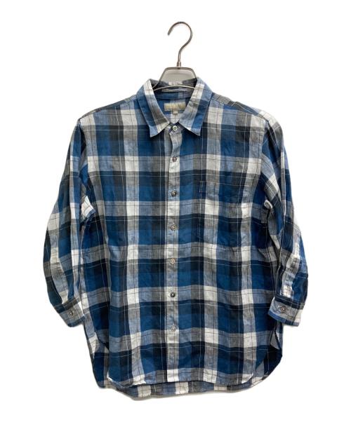MARGARET HOWELL（マーガレットハウエル）MARGARET HOWELL (マーガレットハウエル) リネンチェックシャツ ネイビー サイズ:Sの古着・服飾アイテム