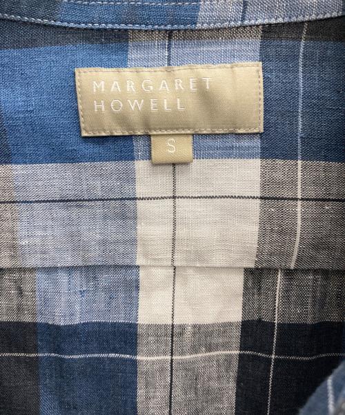 MARGARET HOWELL（マーガレットハウエル）MARGARET HOWELL (マーガレットハウエル) リネンチェックシャツ ネイビー サイズ:Sの古着・服飾アイテム