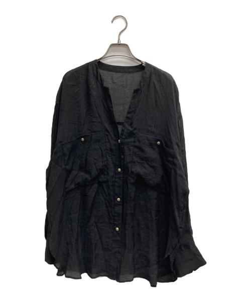 COLLAGE GALLARDAGALANTE（コラージュ ガリャルダガランテ）COLLAGE GALLARDAGALANTE (コラージュ ガリャルダガランテ) 2WAYヴィンテージライクシアーシャツ ブラック サイズ:Fの古着・服飾アイテム