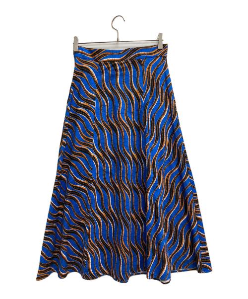 UNITED ARROWS TOKYO（ユナイテッドアローズトウキョウ）UNITED ARROWS TOKYO (ユナイテッドアローズトウキョウ) エスニックプリント スカート ブルー サイズ:40の古着・服飾アイテム