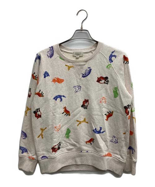maison kitsune（メゾンキツネ）MAISON KITSUNE (メゾンキツネ) クルーネックスウェット ベージュ サイズ:Sの古着・服飾アイテム