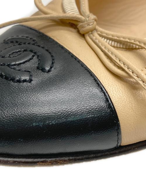 CHANEL（シャネル）CHANEL (シャネル) ココマークバレエシューズ ベージュ×ブラック サイズ:37Cの古着・服飾アイテム