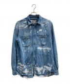 DIESELディーゼル）の古着「ダメージ加工デニムシャツ」｜インディゴ
