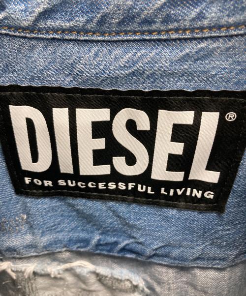 DIESEL（ディーゼル）DIESEL (ディーゼル) ダメージ加工デニムシャツ インディゴ サイズ:Sの古着・服飾アイテム