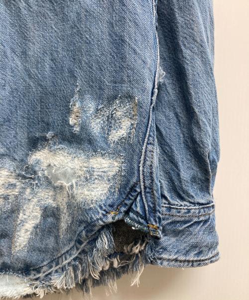 DIESEL（ディーゼル）DIESEL (ディーゼル) ダメージ加工デニムシャツ インディゴ サイズ:Sの古着・服飾アイテム