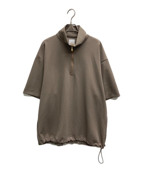 Lui's（ルイス）Lui's (ルイス) ジョーゼットハーフZIP5分袖カットソー ブラウン サイズ:FREEの古着・服飾アイテム