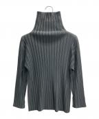 PLEATS PLEASEプリーツプリーズ）の古着「ハイネックプリーツカットソー」｜グレー
