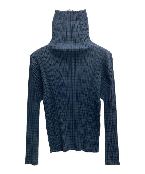 PLEATS PLEASE（プリーツプリーズ）PLEATS PLEASE (プリーツプリーズ) ハイネックプリーツカットソー ネイビー サイズ:3の古着・服飾アイテム