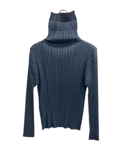 PLEATS PLEASE（プリーツプリーズ）PLEATS PLEASE (プリーツプリーズ) ハイネックプリーツカットソー ネイビー サイズ:3の古着・服飾アイテム