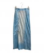 MAISON SPECIALメゾンスペシャル）の古着「Chemical Wash Spray Trim Skirt(ケミカルウォッシュスプレートリムスカート)」｜インディゴ