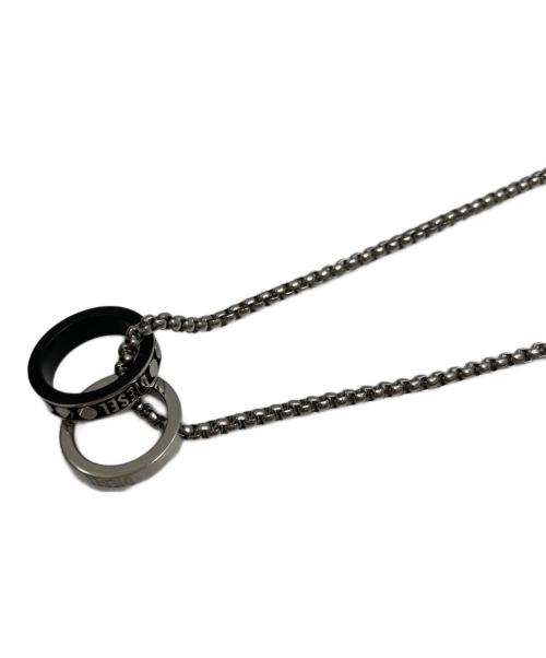 DIESEL（ディーゼル）DIESEL (ディーゼル) ダブル リング ネックレス シルバーの古着・服飾アイテム