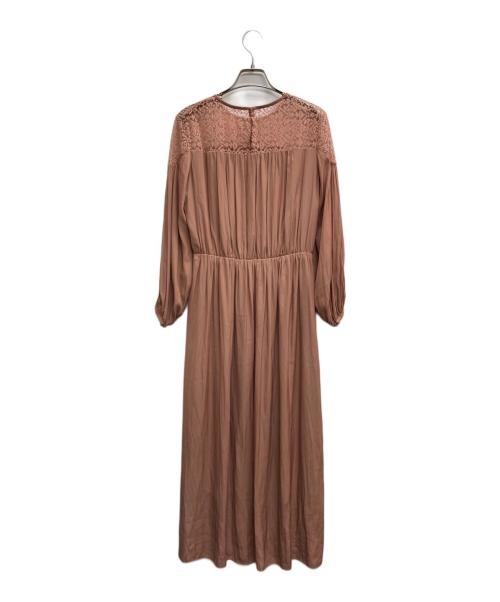 BEAUTY&YOUTH（ビューティーアンドユース）BEAUTY&YOUTH (ビューティーアンドユース) デシン×レース 6分袖ワンピース ベージュ サイズ:Sの古着・服飾アイテム