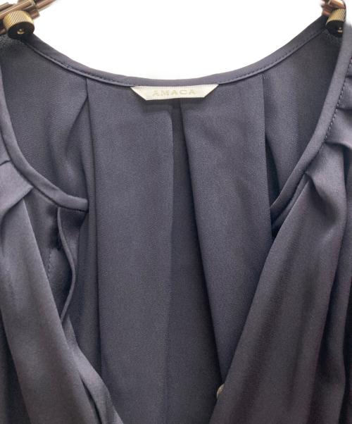 AMACA（アマカ）AMACA (アマカ) サテンライクブラウス ネイビー サイズ:38の古着・服飾アイテム
