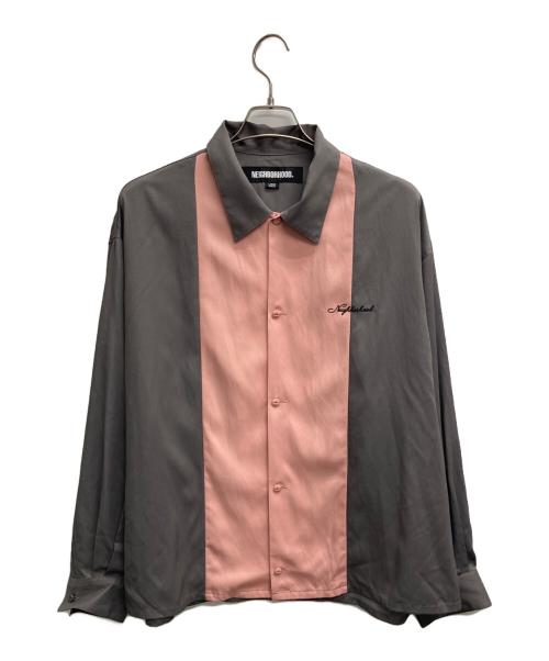 NEIGHBORHOOD（ネイバーフッド）NEIGHBORHOOD (ネイバーフッド) BICOLOR RAYON SHIRT グレー×ピンク サイズ:Lの古着・服飾アイテム