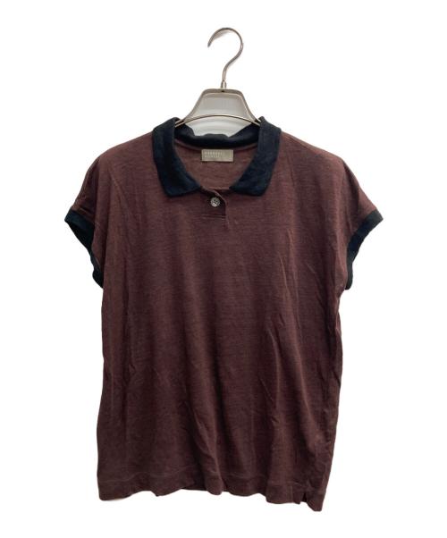 MARGARET HOWELL（マーガレットハウエル）MARGARET HOWELL (マーガレットハウエル) リネンニットポロシャツ ブラウン サイズ:2の古着・服飾アイテム