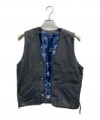 A&Gエーアンドジー）の古着「バッククロス レザーベスト」｜ブラック