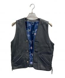 A&G（エーアンドジー）の古着「バッククロス レザーベスト」｜ブラック