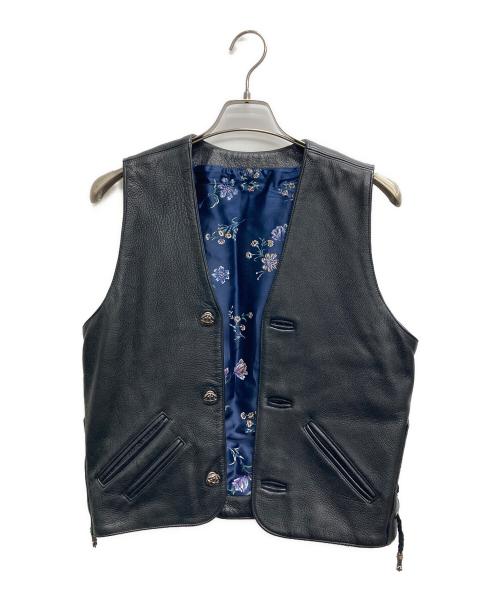 A&G（エーアンドジー）A&G (エーアンドジー) バッククロス レザーベスト ブラック サイズ:Sの古着・服飾アイテム