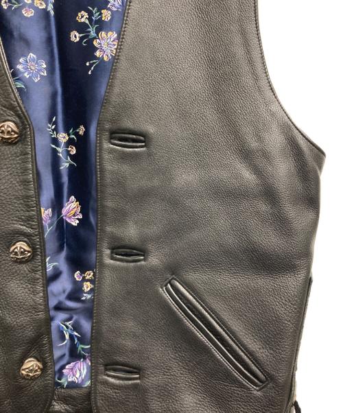 A&G（エーアンドジー）A&G (エーアンドジー) バッククロス レザーベスト ブラック サイズ:Sの古着・服飾アイテム