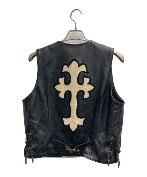 A&G（エーアンドジー）A&G (エーアンドジー) バッククロス レザーベスト ブラック サイズ:Sの古着・服飾アイテム