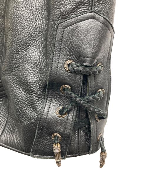 A&G（エーアンドジー）A&G (エーアンドジー) バッククロス レザーベスト ブラック サイズ:Sの古着・服飾アイテム