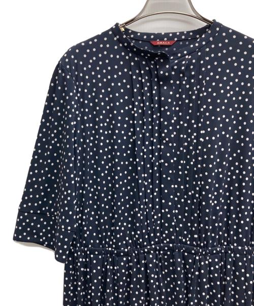 AMACA（アマカ）AMACA (アマカ) ドットワンピース ネイビー サイズ:40の古着・服飾アイテム