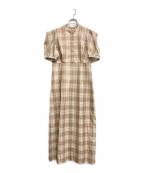 CLANEクラネ）の古着「SHEER PUFF SLEEVE ONEPIECE」｜ブラウン