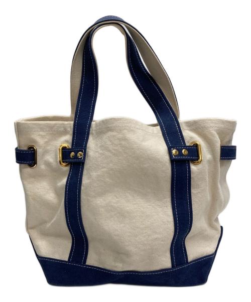 SITA PARANTICA（シータパランティカ）SITA PARANTICA (シータパランティカ) ターンロックハンドバッグ アイボリー×ブルーの古着・服飾アイテム