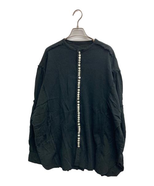 CURRENTAGE（カレンテージ）CURRENTAGE (カレンテージ) Patchwork jersey front button T-shirt ブラック サイズ:表記無しの古着・服飾アイテム