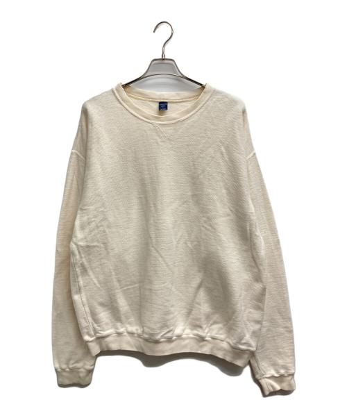 LAND'S END（ランズエンド）LAND'S END (ランズエンド) 前V鹿の子クルーネックスウェット アイボリー サイズ:Lの古着・服飾アイテム