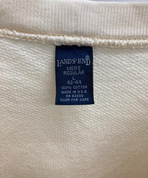 LAND'S END（ランズエンド）LAND'S END (ランズエンド) 前V鹿の子クルーネックスウェット アイボリー サイズ:Lの古着・服飾アイテム