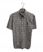 Aquascutumアクアスキュータム）の古着「Club Check Seersuker Short Sleeve Shirt」｜ブラウン×ネイビー