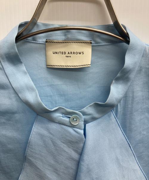 UNITED ARROWS TOKYO（ユナイテッドアローズトウキョウ）UNITED ARROWS TOKYO (ユナイテッドアローズトウキョウ) TA/P/C フロントフリル ショートスリーブ ブラウス ブルー サイズ:記載無しの古着・服飾アイテム
