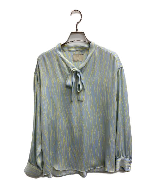 UNITED ARROWS TOKYO（ユナイテッドアローズトウキョウ）UNITED ARROWS TOKYO (ユナイテッドアローズトウキョウ) ラインプリント ボウタイブラウス ブルー サイズ:記載無しの古着・服飾アイテム